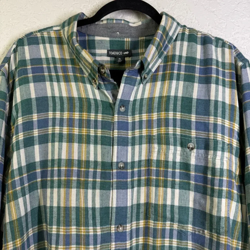 TOAD & CO Shirt XL Airsmyth Lightweight Plaid Flannel Button‎ Down Recycled